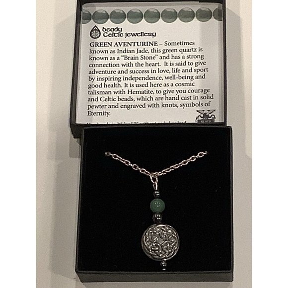 Beady Celtic Jewellery Jewelry - Beady Celtic Jewellery Green Aventurine and Pewter Necklace New In Box
